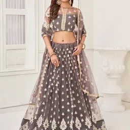 FABPIXEL Ethnic Motif Embroidered Semi-Stitched Lehenga & Unstitched Blouse With Dupatta-picture-55