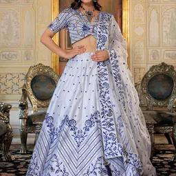 FABPIXEL Embroidered Sequinned Semi-Stitched Lehenga & Unstitched Blouse With Dupatta-picture-54