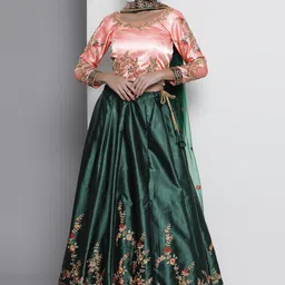 Fusionic Embroidered Semi-Stitched Lehenga & Unstitched Blouse With Dupatta-image-98