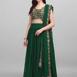 Fashionuma Embroidered Semi-Stitched Lehenga Choli With Dupatta-30
