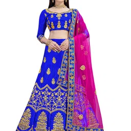 MANVAA Embroidered Beads and Stones Semi-Stitched Lehenga & Unstitched Blouse With Dupatta-picture-19