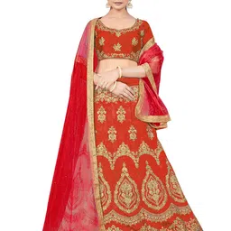 MANVAA Embroidered Beads and Stones Semi-Stitched Lehenga & Unstitched Blouse With Dupatta-picture-16