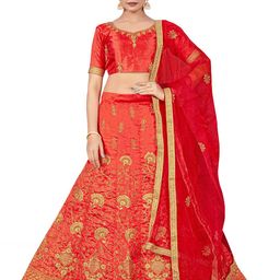MANVAA Embroidered Beads and Stones Semi-Stitched Lehenga & Unstitched Blouse With Dupatta-image-70