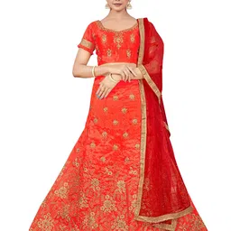 MANVAA Embroidered Zari Semi-Stitched Lehenga & Unstitched Blouse With Dupatta-image-93