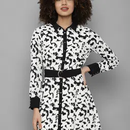 Allen Solly Woman White & Black Printed Shirt Dress-image-15
