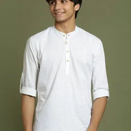 VASTRAMAY Boys Band Collar Roll-Up Sleeves Kurta-58