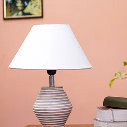 Pinecraft INTERNATIONAL White Atury Table Lamp with Cotton Shade-14