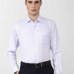 Van Heusen Men White Checked Pure Cotton Formal Shirt-image-57
