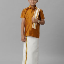 Ramraj Boys Short Sleeves Shirt With Veshti & Panchakacham-33