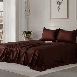 Stoa Paris Date Night Collection Brown 300 TC Queen Bedsheet with 2 Pillow Covers-image-20