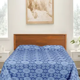 Saral Home Blue & Navy Blue Floral Cotton 210 TC Queen Bedsheet with 2 Pillow Covers-image-28