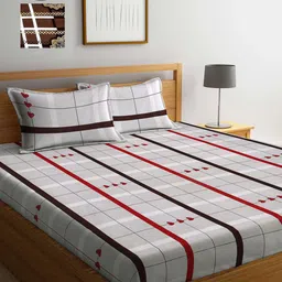 Arrabi Set Of 2 Grey & Brown Ethnic Motifs 300 TC 2 King Bedsheet with 4 Pillow Covers-12
