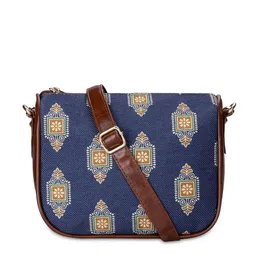 THE CLOWNFISH Women Printed Structured Adjustable Shoulder Straps Jute Sling Bag-54