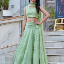 KALINI Embroidered Sequined Ready to Wear Lehenga & Blouse With Dupatta-picture-15