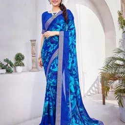 KALINI Printed Lace Georgette Saree-image-5