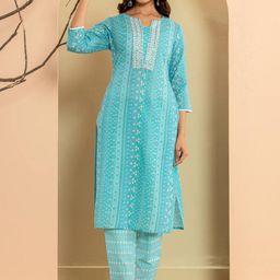 Varanga Ethnic Motifs Printed Regular Mirror Work Kurta with Trousers & With Dupatta-3