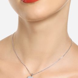 Zaveri Pearls Silver-Plated CZ-Studded Pendant With Chain-image-6