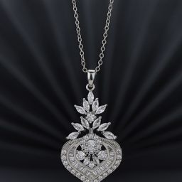 Carlton London Premium Rhodium-Plated CZ Studded Pendant With Chain-image-58