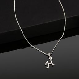Estele Rhodium-Plated Initial H Pendant With Chain-picture-12