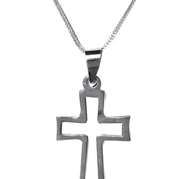 Abhooshan Unisex 925 Sterling Silver Holy Cross Charm Pendant With Chain-1