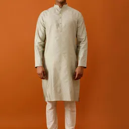 Streaks & Crosses Ethnic Motifs Woven Design Regular Kurta With Churidar-image-26