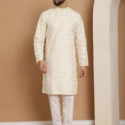 Anouk Floral Embroidered Band Collar Regular Kurta & Churidar-picture-45