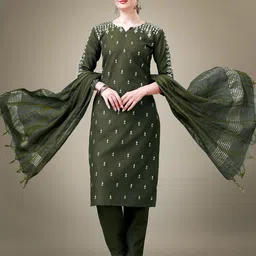 devkison Designer Women Paisley Embroidered Regular Kurta with Churidar & With Dupatta-9