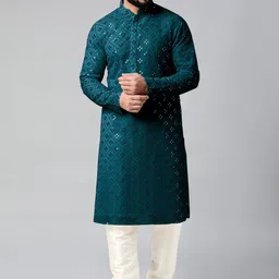 TheEthnic.Co Embroidered Regular Mirror Work Kurta with Churidar-image-36
