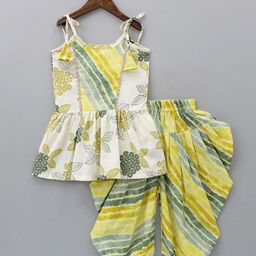 BAESD Girls Floral Printed Gotta Patti Pleated A-line Kurta With Dhoti Pant-picture-29