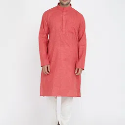ROYAL KURTA Men Maroon Pure Cotton Kurta with Pyjamas-image-13