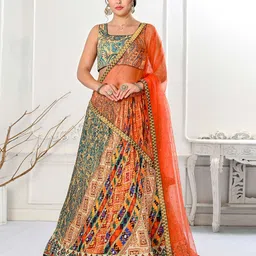 SAPTRANGI Printed Ready to Wear Lehenga & Blouse With Dupatta-image-25