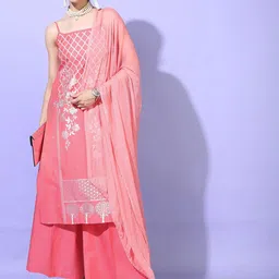 Vishudh Women Floral Viscose Rayon Kurta with Palazzo and dupatta-3
