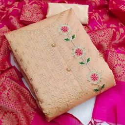 KALINI Sequinned Floral Embellished Unstitched Dress Material-image-27