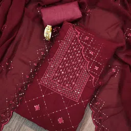KALINI Ethnic Motifs Embroidered Sequinned Silk Georgette Unstitched Dress Material-image-44