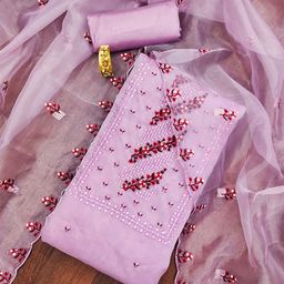 KALINI Floral Embroidered Zari Unstitched Dress Material-image-5
