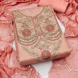 KALINI Floral Embroidered Beads & Stones Unstitched Dress Material-image-101