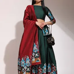 Fabcartz Printed Semi-Stitched Lehenga & Blouse With Dupatta-picture-10