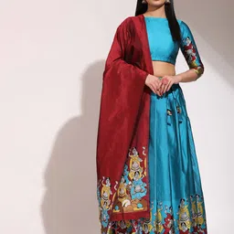 Fabcartz Printed Semi-Stitched Lehenga & Unstitched Blouse With Dupatta-picture-18