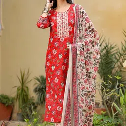 KALINI Floral Printed Kurta & Trousers With Dupatta-picture-40