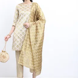 KETCH Ethnic Motifs Printed Kurta with Trousers & With Dupatta-0