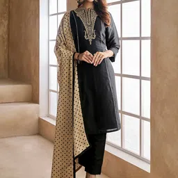 Inddus Floral Yoke Design Regular Kurta with Trousers & Dupatta-13