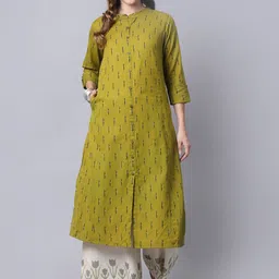 Pistaa Women Green Printed Kurta with Palazzo-image-34