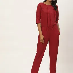 Magnetic Designs Maroon Solid Basic Jumpsuit-picture-40