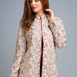DUSALA INDIA Women Floral Woollen Longline Tailored Jacket with Embroidered-37