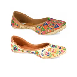 DESI COLOUR Women Pack Of 2 Printed Ethnic Ballerinas with Embroidered Flats-image-71