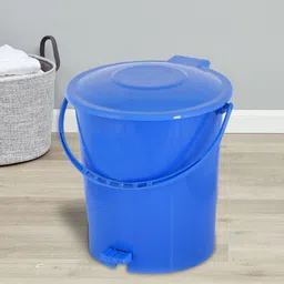 Kuber Industries Set Of 2 Sky Blue & Blue Plastic Pedal Dustbin With Handle-53
