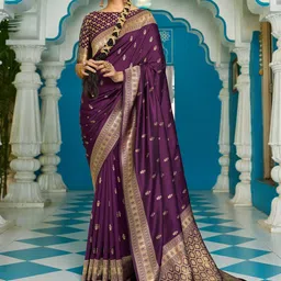 Anouk Ethnic Motifs Zari Silk Blend Banarasi Saree-image-68