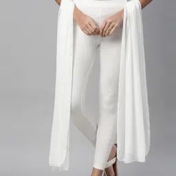TWIN BIRDS Women White Solid Ankle-Length Leggings With Matching Shawl-image-96
