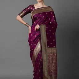 Mitera Woven Design Zari Silk Blend Banarasi Saree-44
