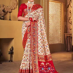 Anouk Ethnic Motifs Woven Design Zari Patola Saree-34
